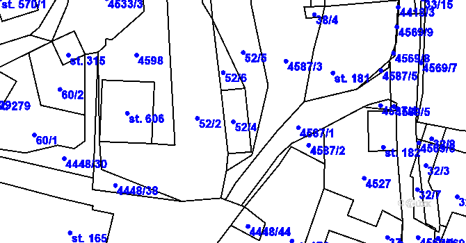 Parcela st. 52/4 v KÚ Vysoké Pole, Katastrální mapa