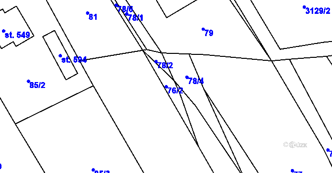 Parcela st. 76/2 v KÚ Vysoké Pole, Katastrální mapa