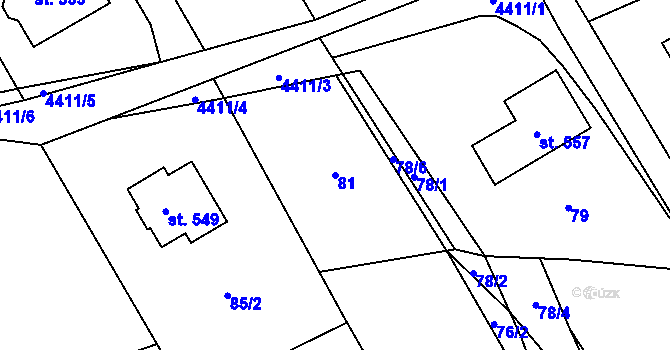 Parcela st. 81 v KÚ Vysoké Pole, Katastrální mapa