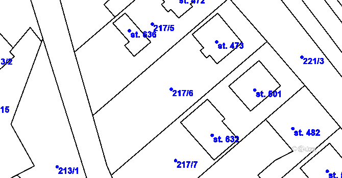 Parcela st. 217/6 v KÚ Vysoké Pole, Katastrální mapa