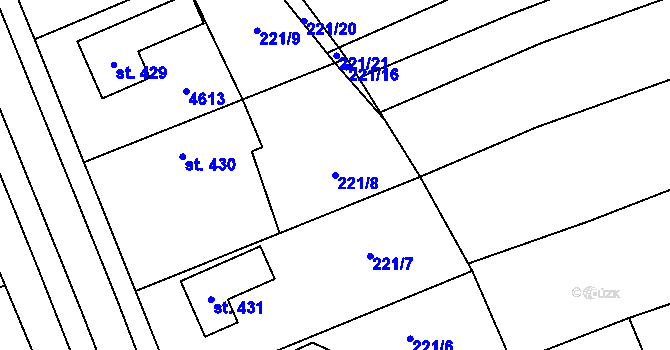 Parcela st. 221/8 v KÚ Vysoké Pole, Katastrální mapa