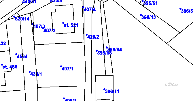 Parcela st. 396/15 v KÚ Vysoké Pole, Katastrální mapa