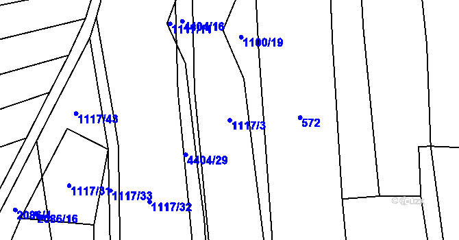 Parcela st. 1117/3 v KÚ Vysoké Pole, Katastrální mapa