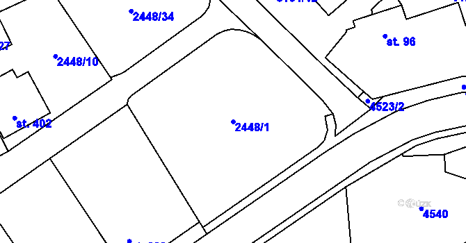 Parcela st. 2448/1 v KÚ Vysoké Pole, Katastrální mapa