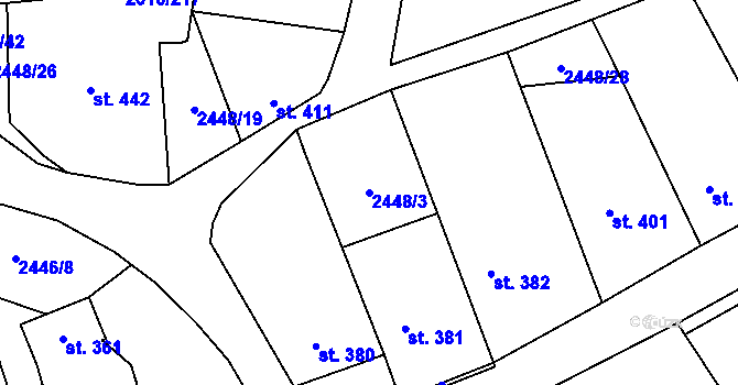 Parcela st. 2448/3 v KÚ Vysoké Pole, Katastrální mapa