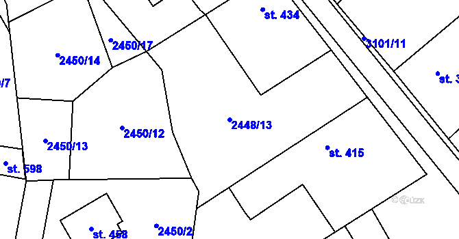 Parcela st. 2448/13 v KÚ Vysoké Pole, Katastrální mapa