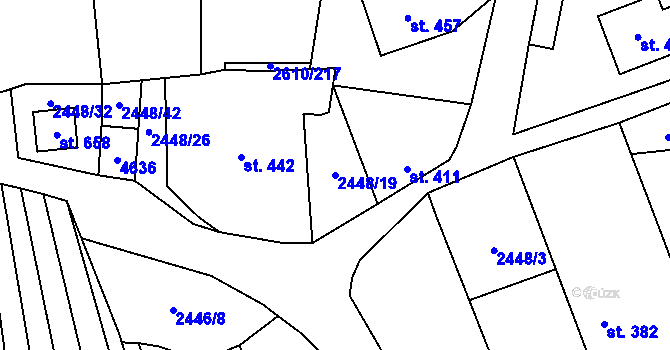Parcela st. 2448/19 v KÚ Vysoké Pole, Katastrální mapa