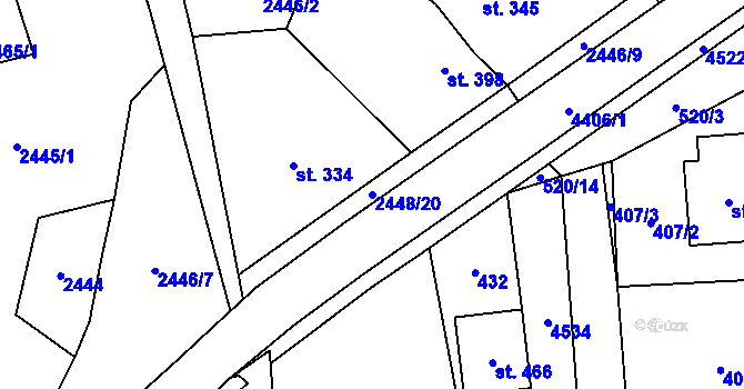 Parcela st. 2448/20 v KÚ Vysoké Pole, Katastrální mapa