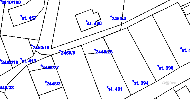Parcela st. 2448/28 v KÚ Vysoké Pole, Katastrální mapa
