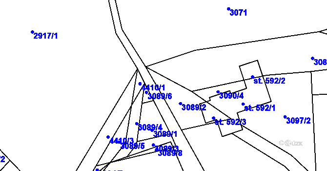 Parcela st. 3097/3 v KÚ Vysoké Pole, Katastrální mapa