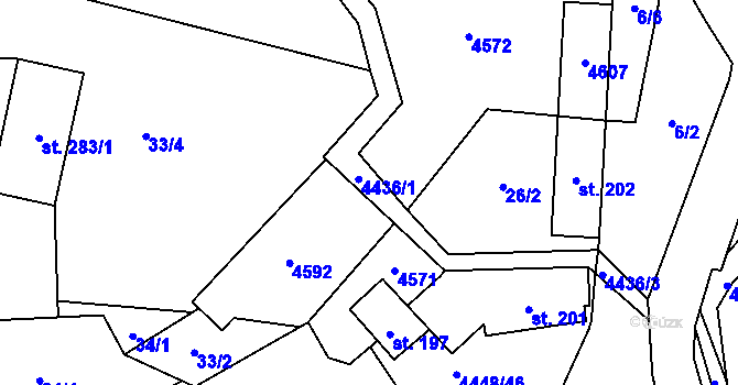 Parcela st. 4436/1 v KÚ Vysoké Pole, Katastrální mapa