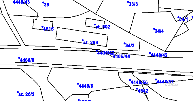 Parcela st. 4406/42 v KÚ Vysoké Pole, Katastrální mapa