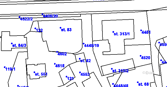 Parcela st. 4448/19 v KÚ Vysoké Pole, Katastrální mapa