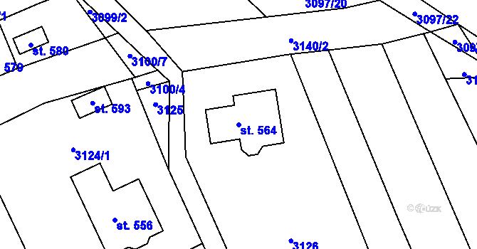 Parcela st. 564 v KÚ Vysoké Pole, Katastrální mapa