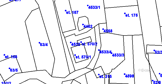 Parcela st. 570/2 v KÚ Vysoké Pole, Katastrální mapa