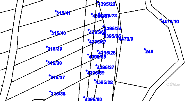 Parcela st. 4395/26 v KÚ Vysoké Pole, Katastrální mapa