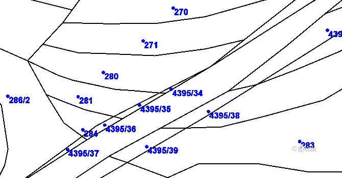 Parcela st. 4395/34 v KÚ Vysoké Pole, Katastrální mapa