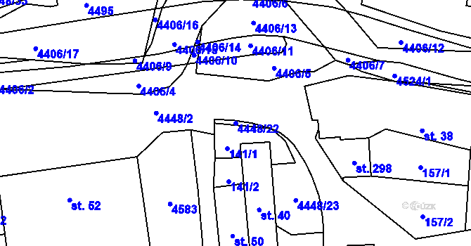 Parcela st. 4448/22 v KÚ Vysoké Pole, Katastrální mapa