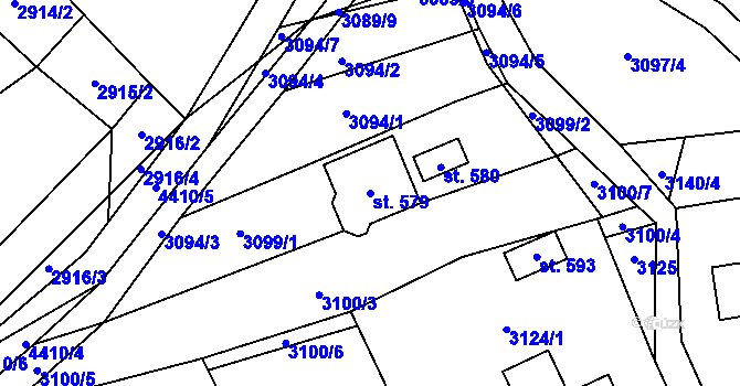 Parcela st. 579 v KÚ Vysoké Pole, Katastrální mapa