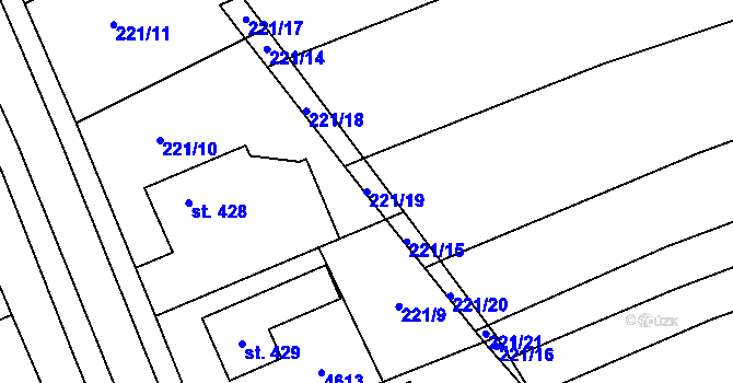Parcela st. 221/19 v KÚ Vysoké Pole, Katastrální mapa