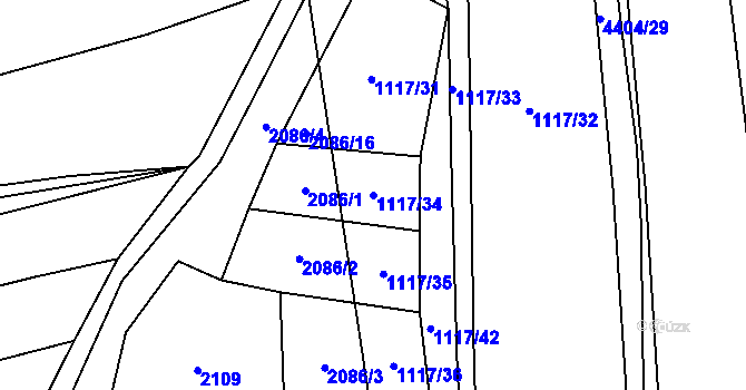 Parcela st. 1117/34 v KÚ Vysoké Pole, Katastrální mapa