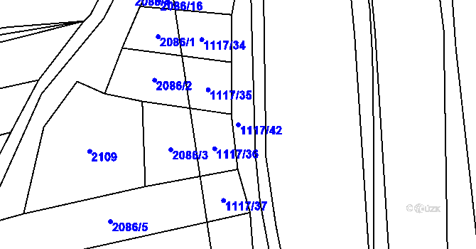 Parcela st. 1117/42 v KÚ Vysoké Pole, Katastrální mapa