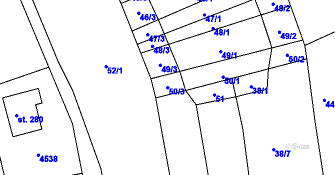 Parcela st. 50/3 v KÚ Vysoké Pole, Katastrální mapa