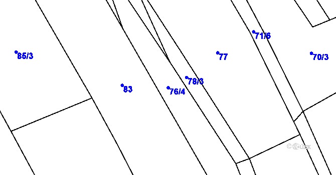 Parcela st. 76/4 v KÚ Vysoké Pole, Katastrální mapa