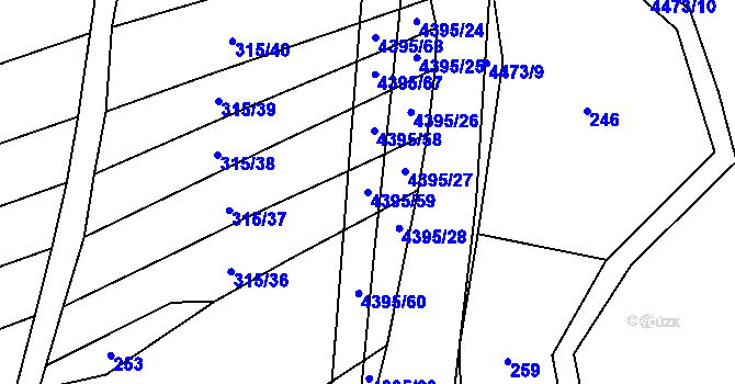 Parcela st. 4395/59 v KÚ Vysoké Pole, Katastrální mapa