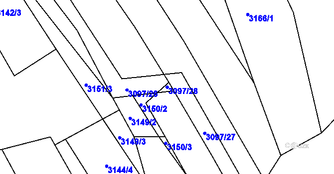 Parcela st. 3097/28 v KÚ Vysoké Pole, Katastrální mapa
