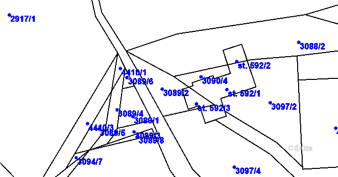 Parcela st. 3097/19 v KÚ Vysoké Pole, Katastrální mapa