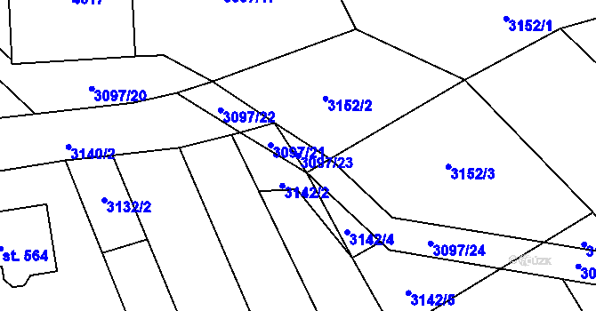 Parcela st. 3097/23 v KÚ Vysoké Pole, Katastrální mapa
