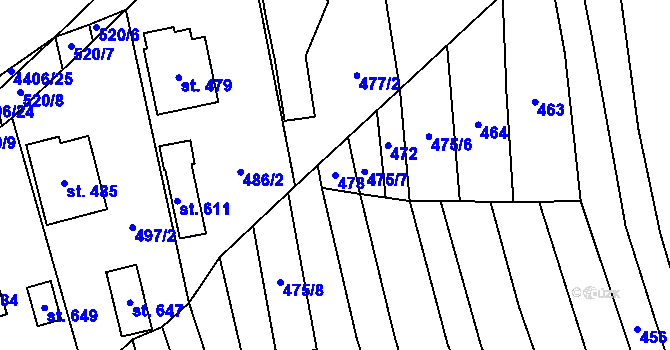 Parcela st. 478 v KÚ Vysoké Pole, Katastrální mapa