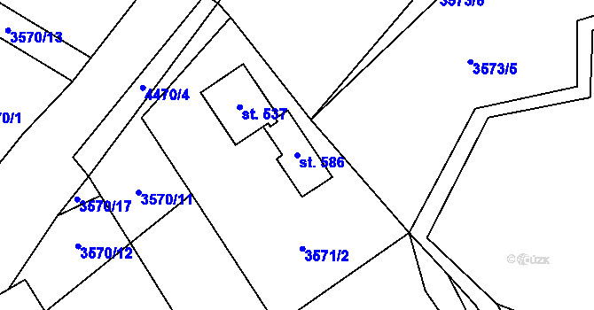 Parcela st. 586 v KÚ Vysoké Pole, Katastrální mapa