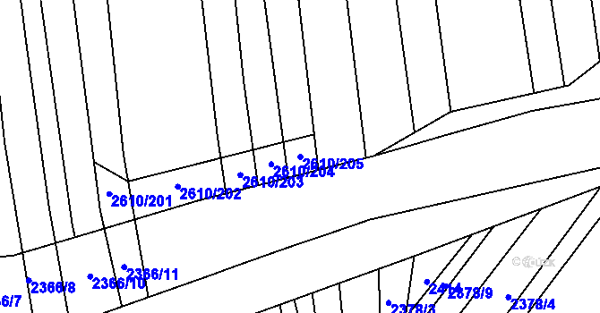 Parcela st. 2610/205 v KÚ Vysoké Pole, Katastrální mapa