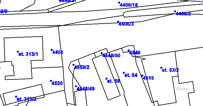 Parcela st. 4448/50 v KÚ Vysoké Pole, Katastrální mapa