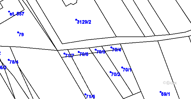 Parcela st. 70/5 v KÚ Vysoké Pole, Katastrální mapa