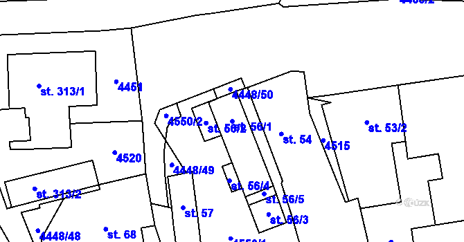 Parcela st. 56/1 v KÚ Vysoké Pole, Katastrální mapa