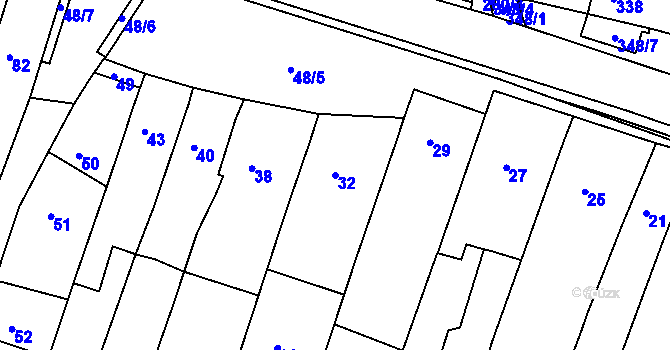 Parcela st. 32 v KÚ Vysoké Popovice, Katastrální mapa
