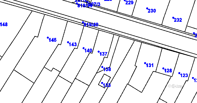 Parcela st. 137 v KÚ Vysoké Popovice, Katastrální mapa