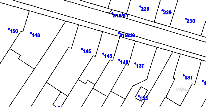 Parcela st. 143 v KÚ Vysoké Popovice, Katastrální mapa