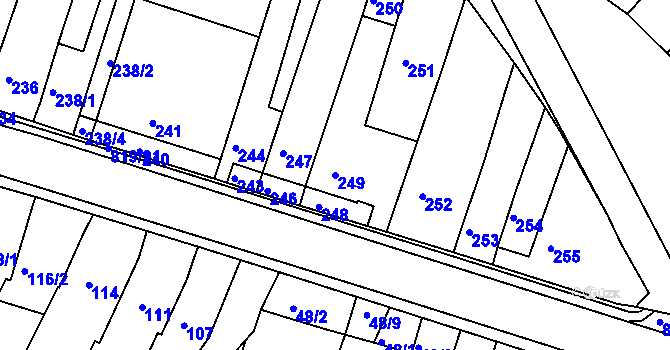 Parcela st. 249 v KÚ Vysoké Popovice, Katastrální mapa