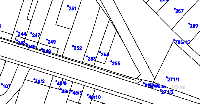 Parcela st. 254 v KÚ Vysoké Popovice, Katastrální mapa