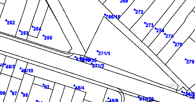 Parcela st. 271/1 v KÚ Vysoké Popovice, Katastrální mapa
