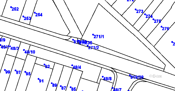 Parcela st. 271/2 v KÚ Vysoké Popovice, Katastrální mapa