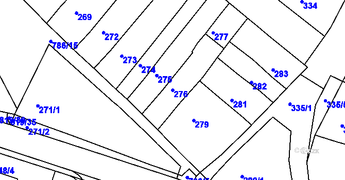 Parcela st. 276 v KÚ Vysoké Popovice, Katastrální mapa