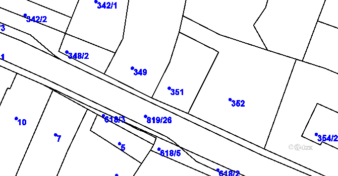 Parcela st. 351 v KÚ Vysoké Popovice, Katastrální mapa