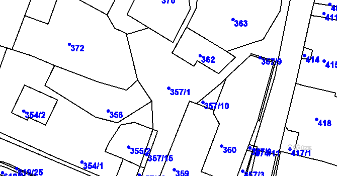 Parcela st. 357/1 v KÚ Vysoké Popovice, Katastrální mapa