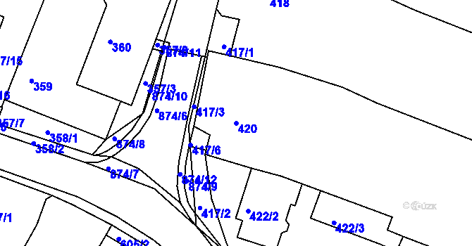 Parcela st. 420 v KÚ Vysoké Popovice, Katastrální mapa