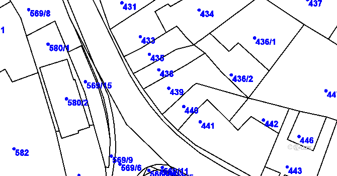 Parcela st. 439 v KÚ Vysoké Popovice, Katastrální mapa